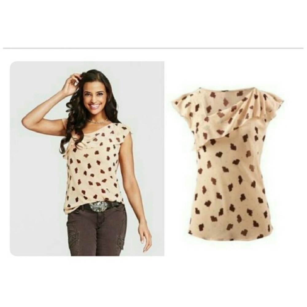 CAbi #981 Sheer Print 'Playfall Me' Blouse Size M
